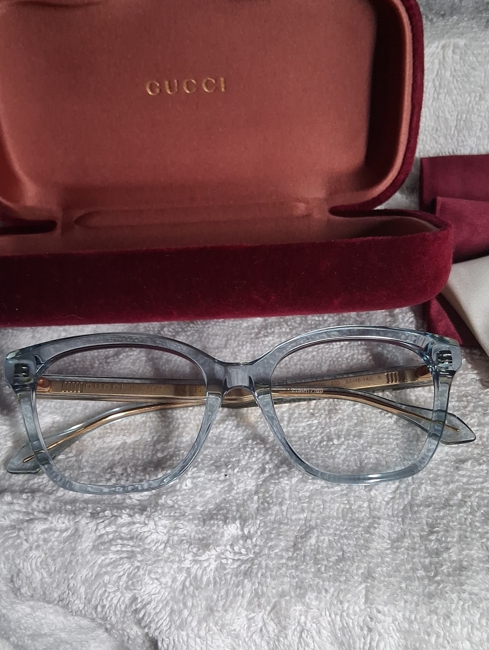 NWOT Gucci GG05660 Women’s Clear Blue Eyeglass Frames - Transparent Light Blue